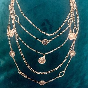 Sterling silver coin multi row necklace